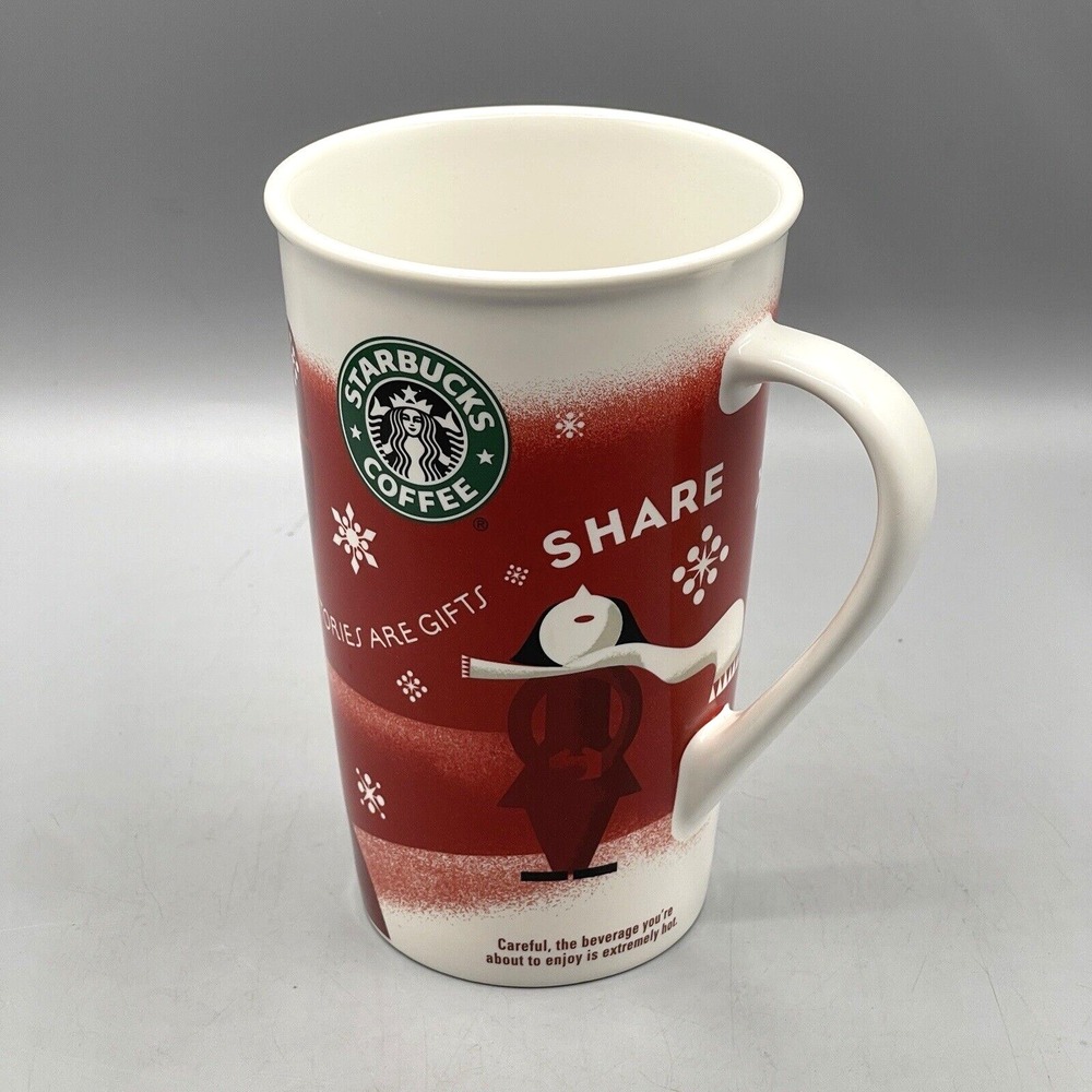 Starbucks Christmas Mug Latte Grande Bone China 2010 Holiday Festive Tall 16 oz